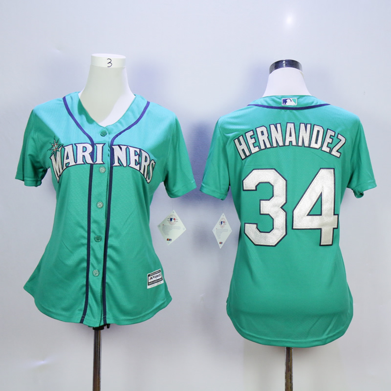 Women Seattle Mariners 34 Hernandez Green MLB Jerseys
